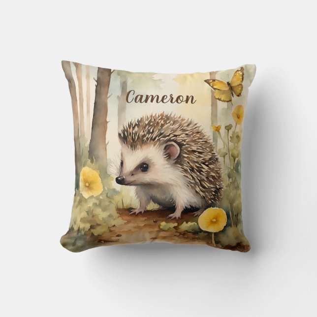 Cute Hedgehog Kön Neutral Personlig Kudde (Framsida)