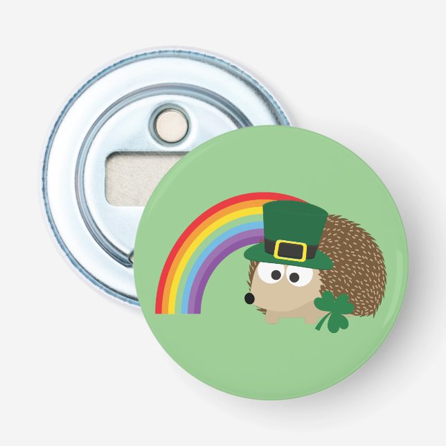 Cute Hedgehog Leprechaun Flasköppnare (Framsidan)