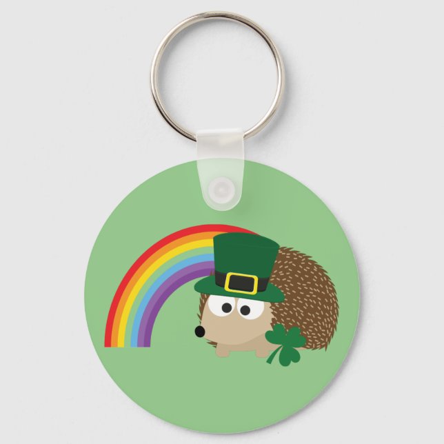 Cute Hedgehog Leprechaun Nyckelring (Framsida)