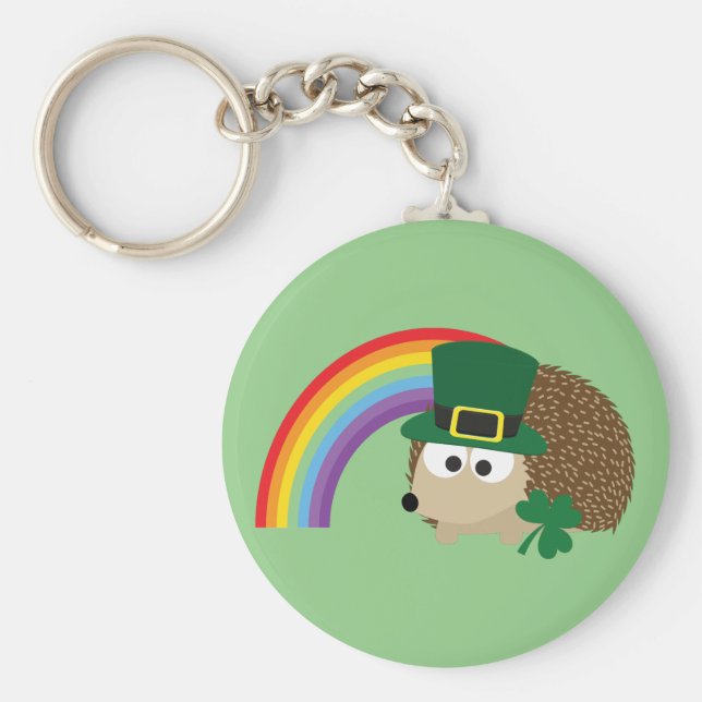 Cute Hedgehog Leprechaun Nyckelring (Framsidan)