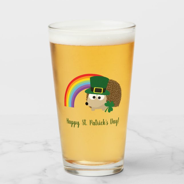 Cute Hedgehog Leprechaun St. Patrick's Day Glaskopp (Framsida fylld)