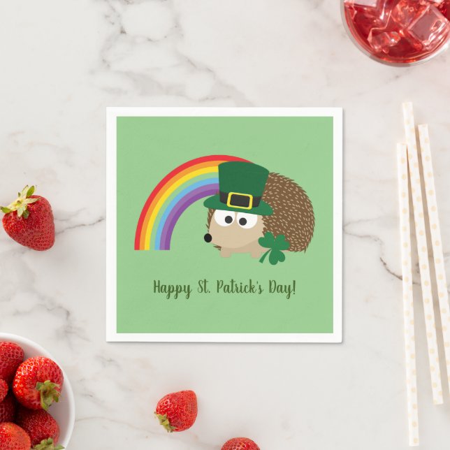 Cute Hedgehog Leprechaun St. Patrick's Day Pappersservett (Insitu)
