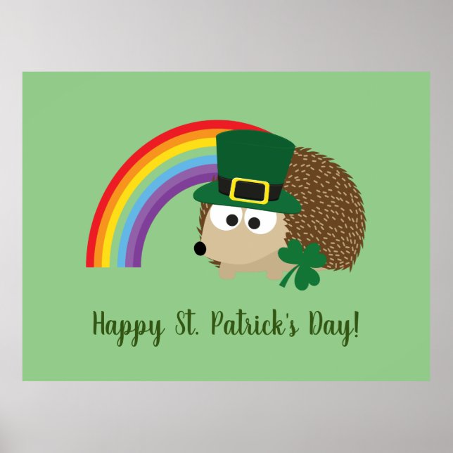 Cute Hedgehog Leprechaun St. Patrick's Day Poster (Framsidan)