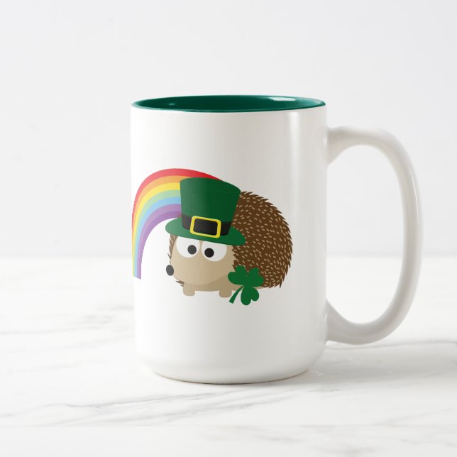 Cute Hedgehog Leprechaun Två-Tonad Mugg (Höger)