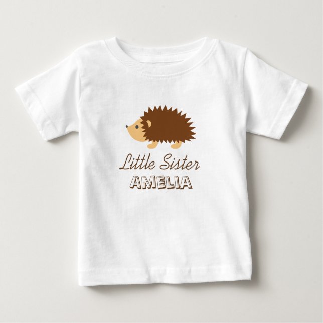 Cute hedgehog lillasyster baby romper bodykosti t shirt (Framsida)