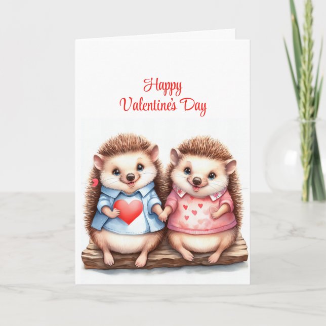 Cute Hedgehog lite Valentines day Helgkort (Framsida)