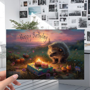 Cute Hedgehog med Candle Cakes - födelsedag Kort