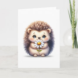 Cute Hedgehog med Daisy Blank Greeting Card Kort