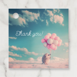 Cute hedgehog med födelsedagsballonger, anpassade gåvor etiketter