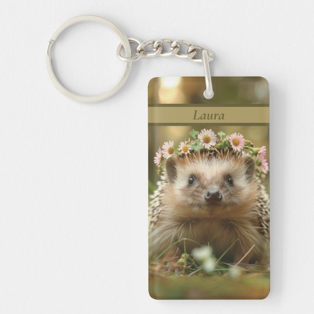 Cute hedgehog med krona av blommor (Framsidan)