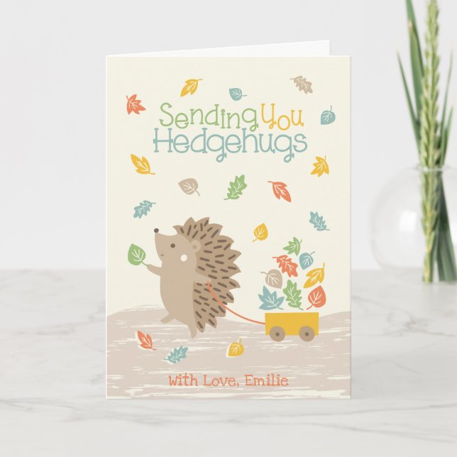 Cute Hedgehog med Little Löv Car Tack Kort (Framsida)
