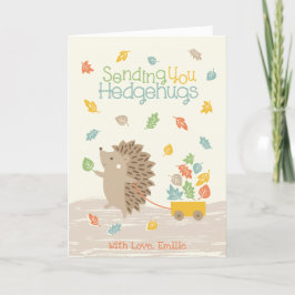Cute Hedgehog med Little Löv Car Tack Kort