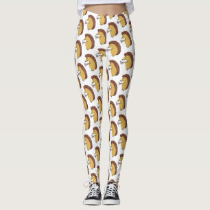 Cute Hedgehog med mugg med hett drink Legging