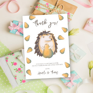 Cute hedgehog med päron - tack kort