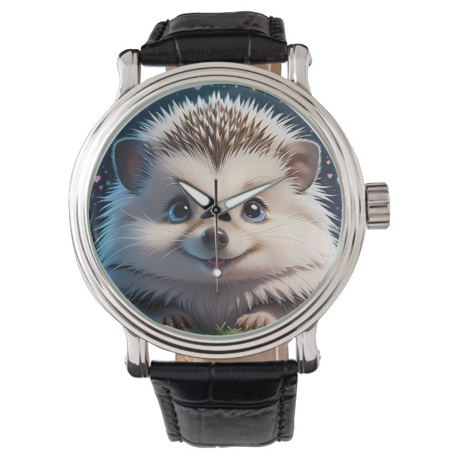 Cute Hedgehog med stort blått ögon Armbandsur (Framsida)