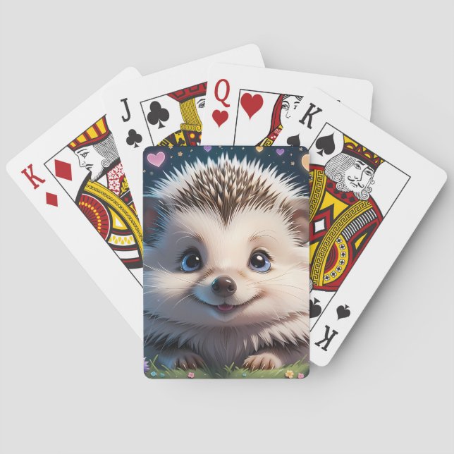 Cute Hedgehog med stort blått ögon Casinokort (Baksidan)