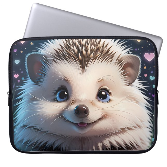 Cute Hedgehog med stort blått ögon Laptop Fodral (Framsidan)
