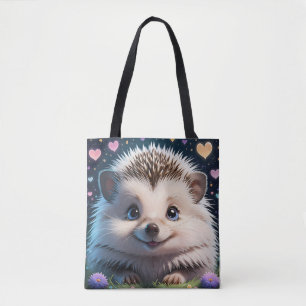 Cute Hedgehog med stort blått ögon Tygkasse