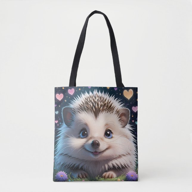 Cute Hedgehog med stort blått ögon Tygkasse (Framsida)