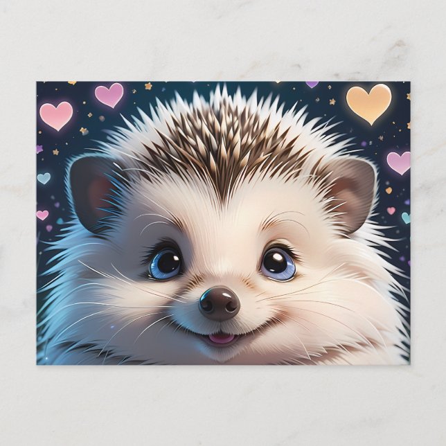 Cute Hedgehog med stort blått ögon Vykort (Framsida)