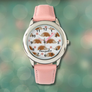 Cute hedgehog mönster med eget namn armbandsur