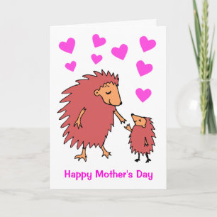 Cute Hedgehog Mor och Child Mors dag Card Kort