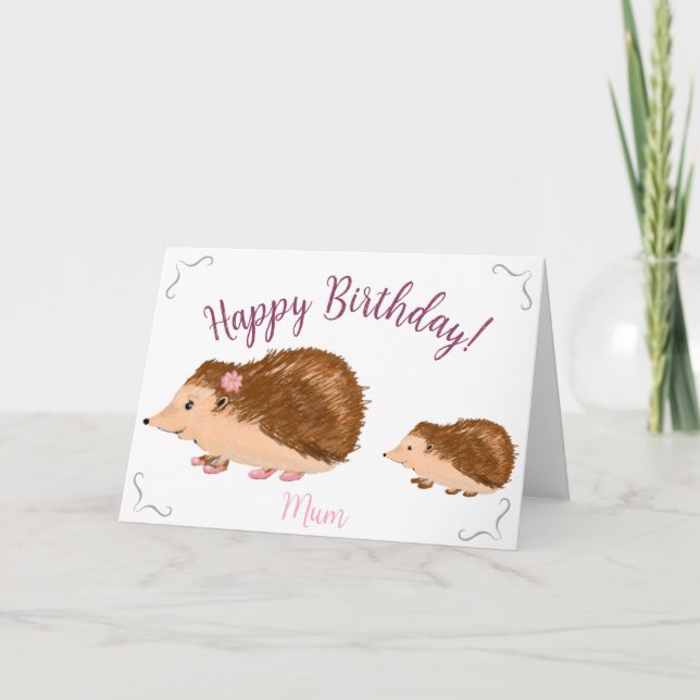 Cute Hedgehog Morsa från Birthday Kort (Framsida)