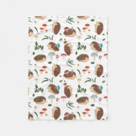 Cute Hedgehog Mushrooms Woodland Animal Kids Fleecefilt
