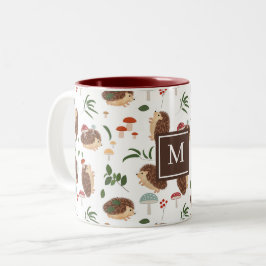 Cute Hedgehog Mushrooms Woodland Forest Animal Två-Tonad Mugg