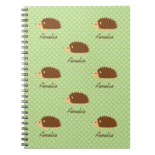 Cute hedgehog notebook med polka dots mönster anteckningsbok med spiral