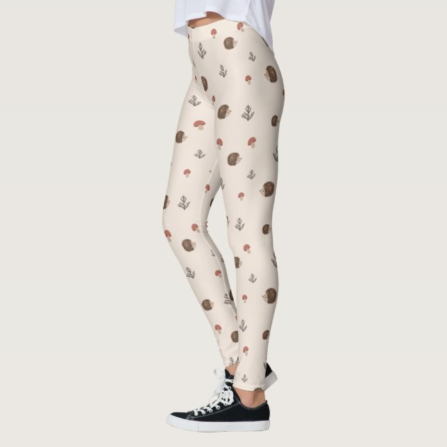 Cute Hedgehog och MushRumsskogen Mönster Leggings (Vänster)