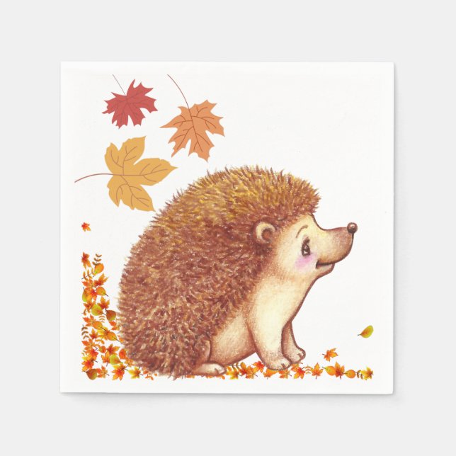 Cute hedgehog papper napkin. Thanksgiving Pappersservett (Framsidan)