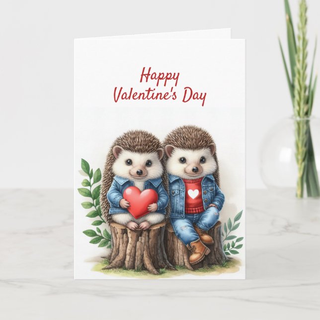 Cute Hedgehog par Alla hjärtans dag Helgkort (Framsida)