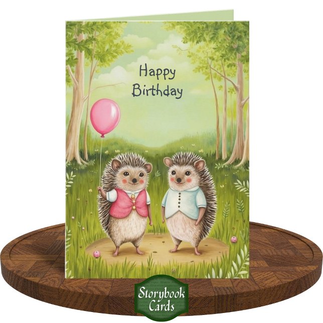 Cute Hedgehog par Forest Painting Birthday Kort (Skapare uppladdad)
