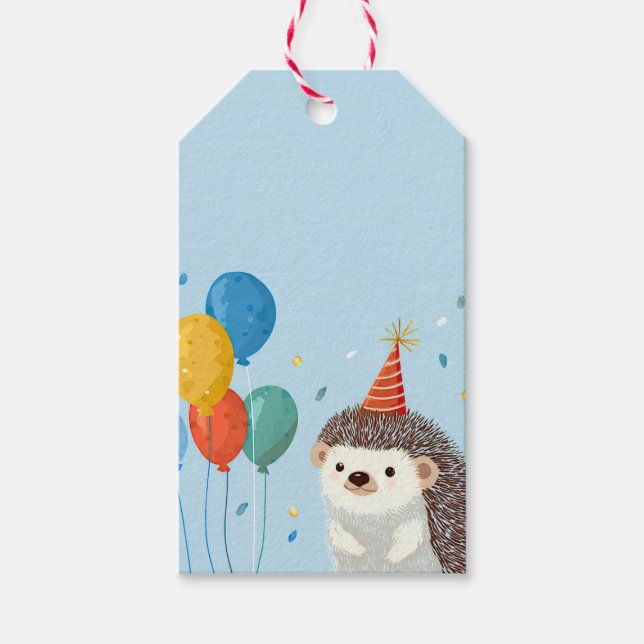 Cute Hedgehog Party Paper  Presentetikett (Framsidan)