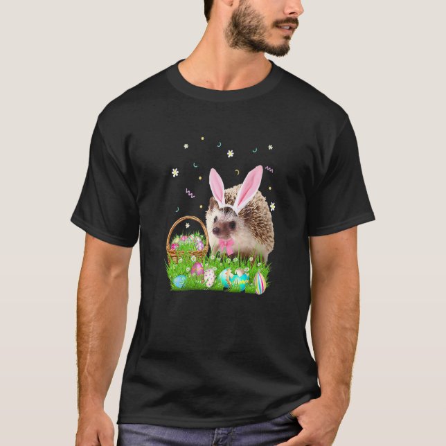 Cute Hedgehog Påsk Day Bunny Eggs Påsk Costume T Shirt (Framsida)