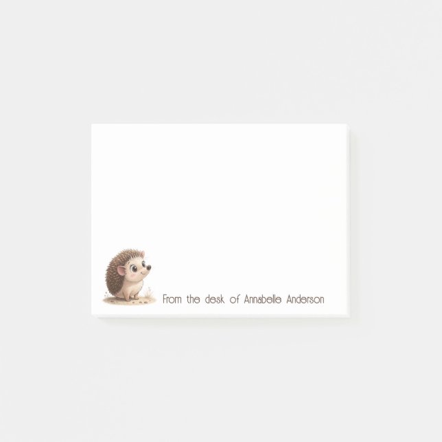 Cute Hedgehog Personalize Notes Post-it Block (Framsida)