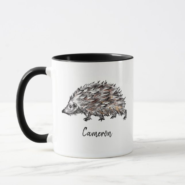 Cute Hedgehog Personlig Woodland Animal Mugg (Vänster)