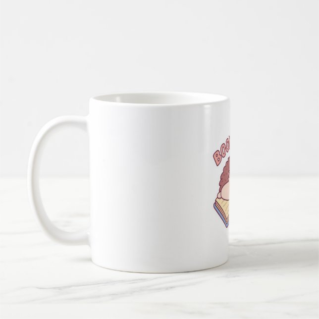 Cute Hedgehog Reading on Bok, Bok Hog Funny Kaffemugg (Vänster)