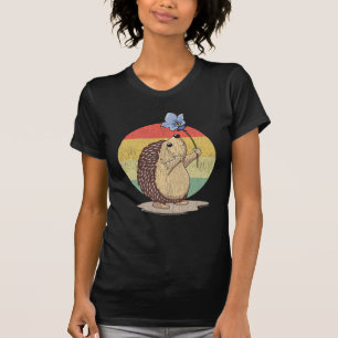 Cute Hedgehog Retro Flower Sunset Högre T Shirt