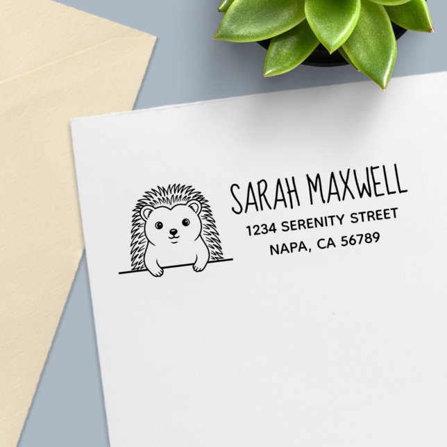 Cute Hedgehog Return Address Självfärgande Stämpel (Skapare uppladdad)
