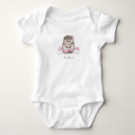 Cute Hedgehog Rosa Flowers Namn T Shirt