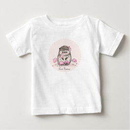 Cute Hedgehog Rosa Flowers Namn T Shirt