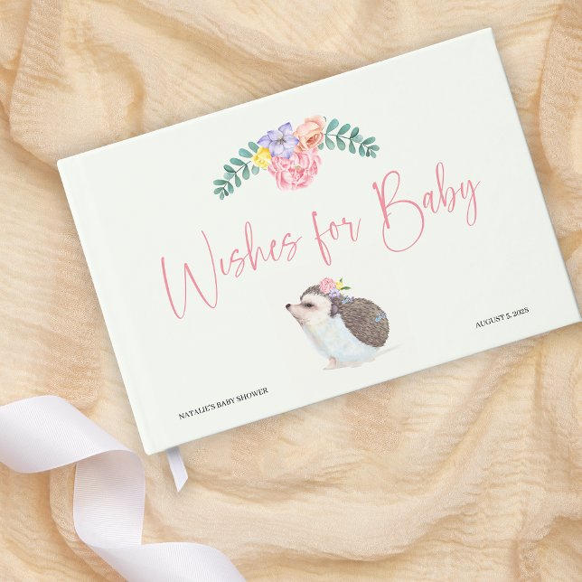 Cute Hedgehog Rosa Girl Baby Shower Guest Bok (Skapare uppladdad)