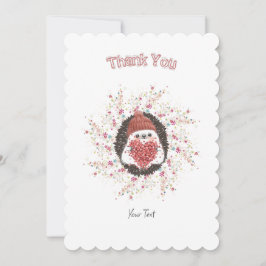 Cute Hedgehog Rosa Heart Anpassningsbar Tack Kort