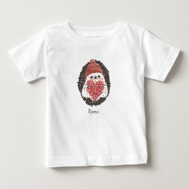 Cute Hedgehog Rosa Heart Namn T Shirt (Framsida)