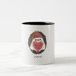 Cute Hedgehog Rosa Heart Namn Två-Tonad Mugg