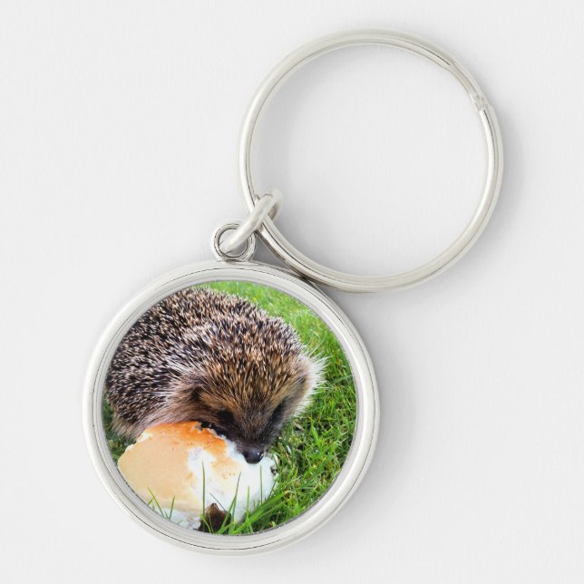 CUTE HEDGEHOG RUND SILVERFÄRGAD NYCKELRING (Framsidan)