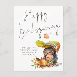 Cute Hedgehog Script Happy thanksgiving Vykort
