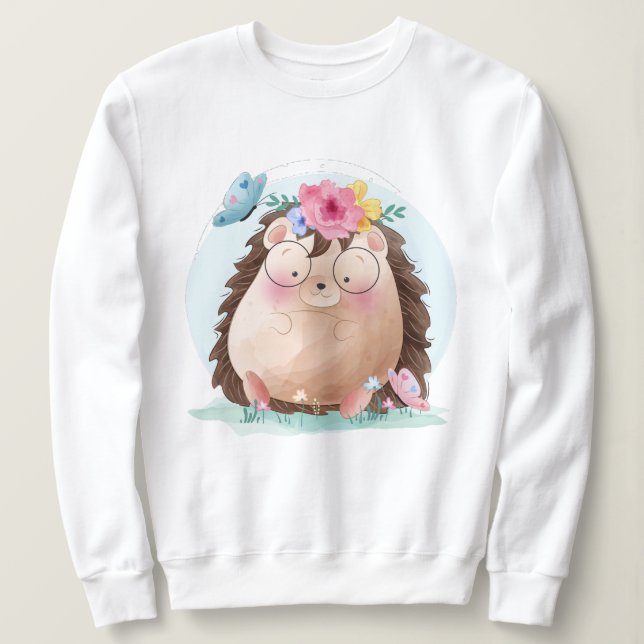 Cute Hedgehog Sweatshirt T Shirt (Design framsida)